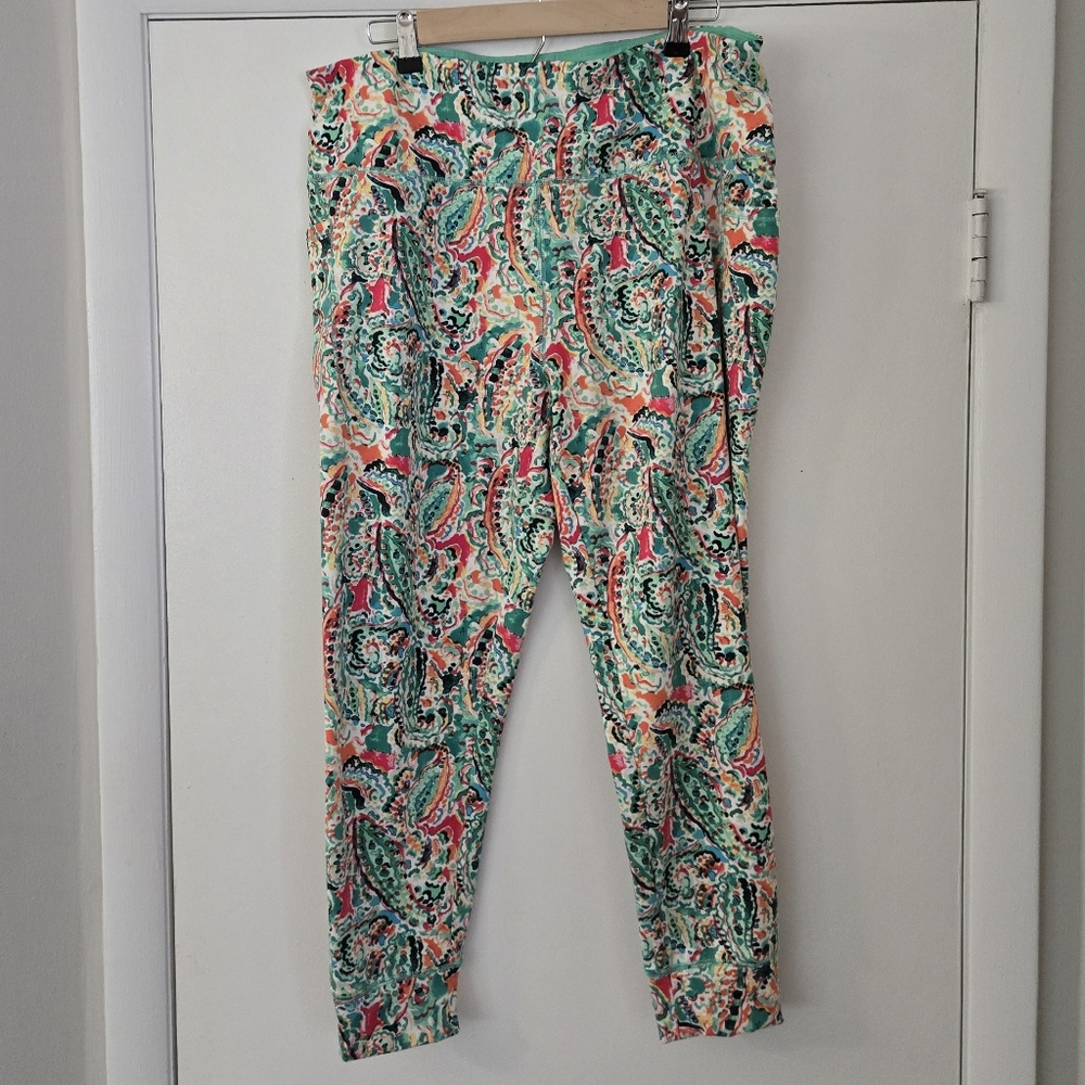 Belle By Kim Gravel Green Paisley Joggers Size XL